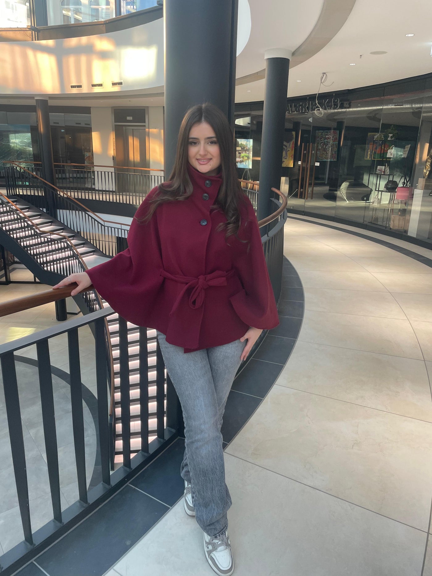 Cape Mantel Kurz mit Gürtel