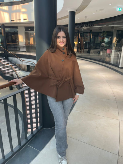 Cape Mantel Kurz mit Gürtel