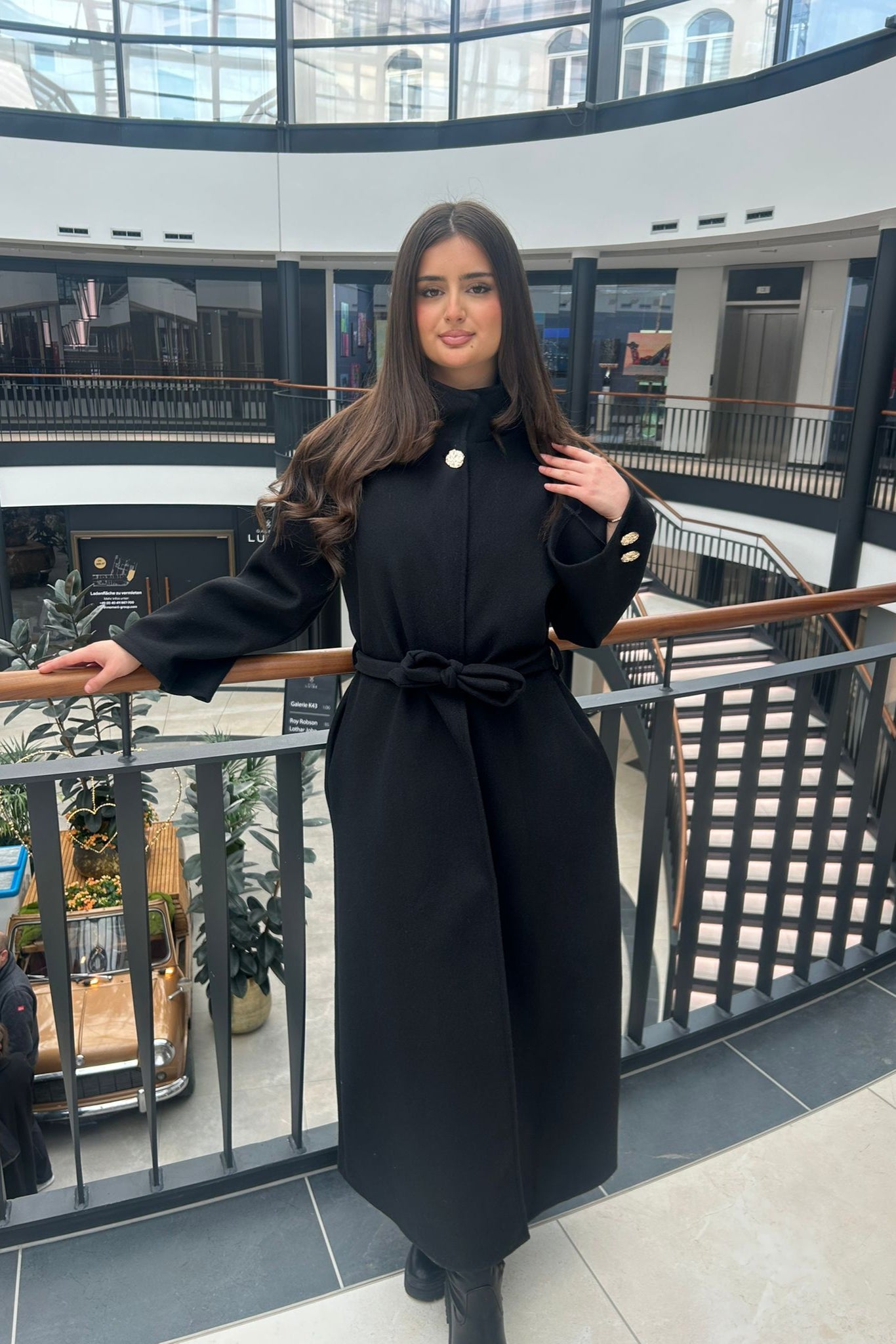 Langer Poncho mit Gürtel