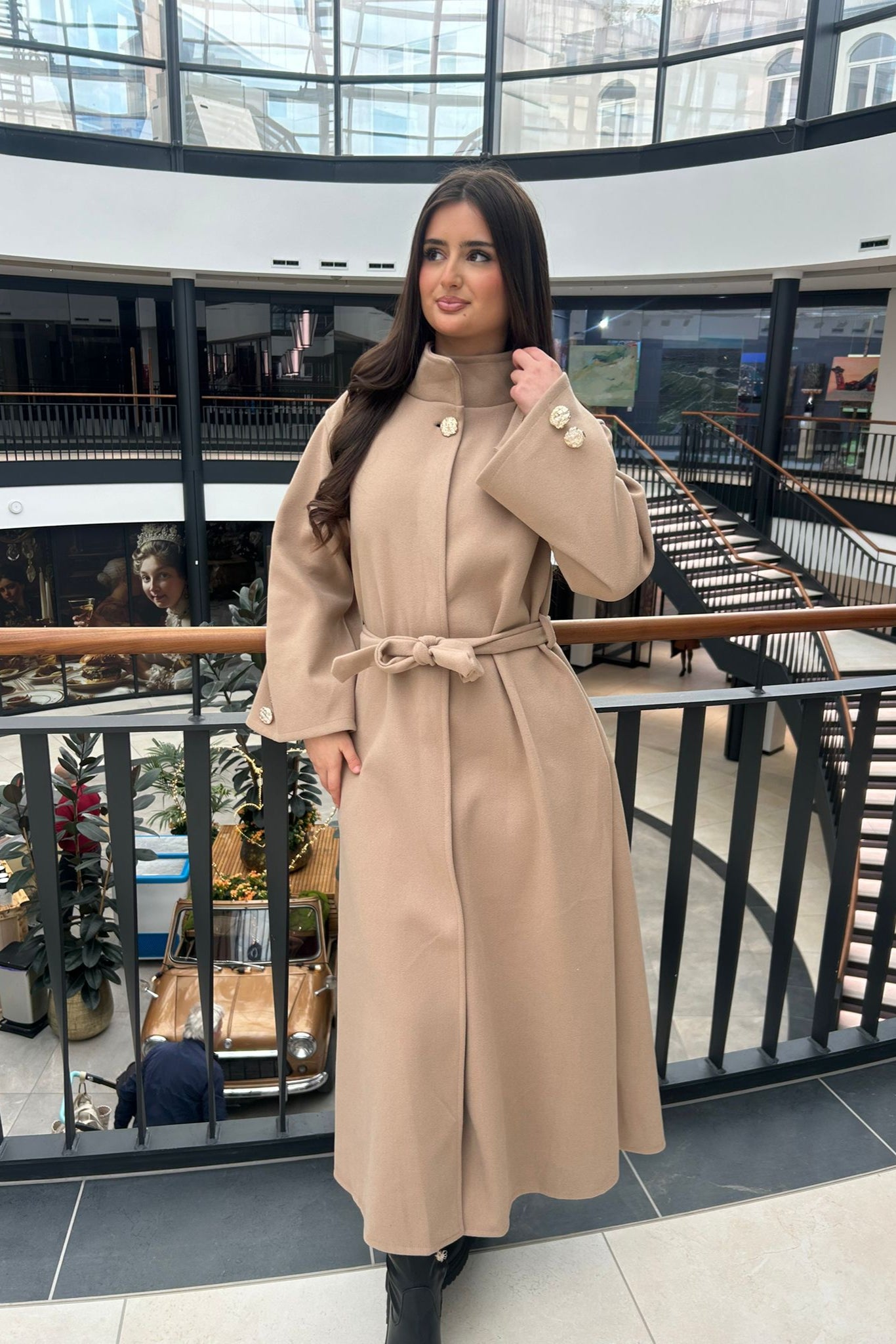 Langer Poncho mit Gürtel