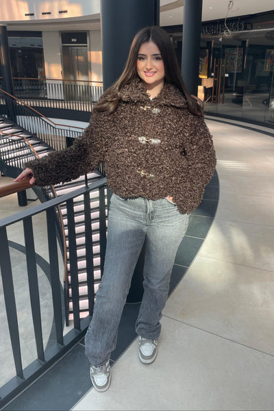 Kuschelige Teddy-Jacke mit Knebelverschluss