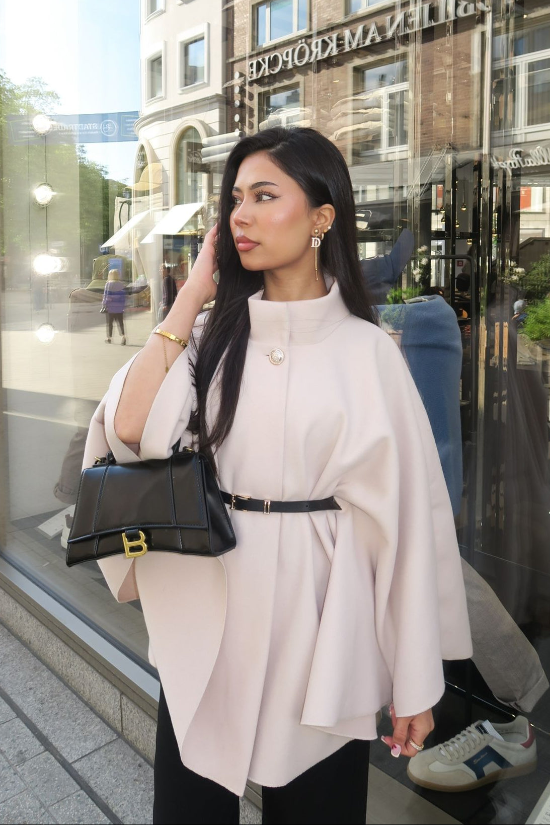 Poncho Midi mit Gürtel