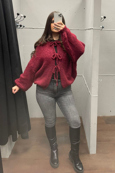 Strickjacke mit Schnürung - Chunky Knit Cardigan