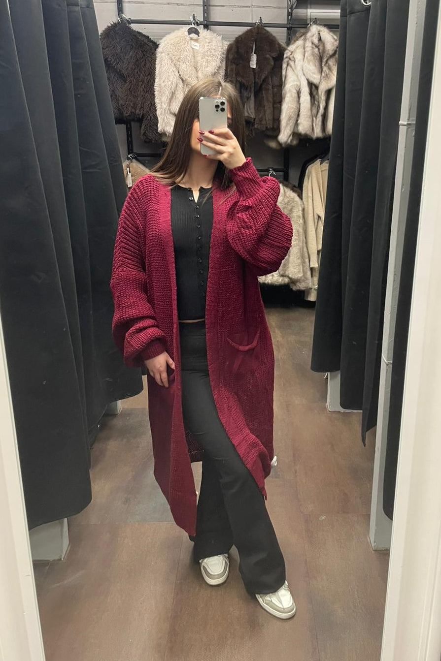 Maxi Strickjacke mit Ballonärmel