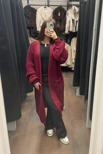 Maxi Strickjacke mit Ballonärmel