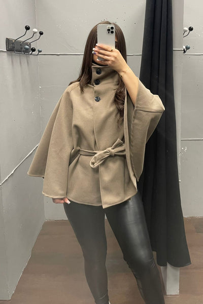 Cape Mantel Kurz mit Gürtel