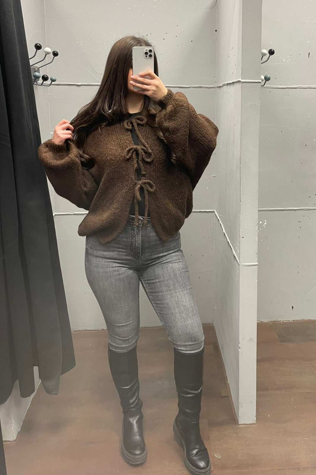 Strickjacke mit Schnürung - Chunky Knit Cardigan