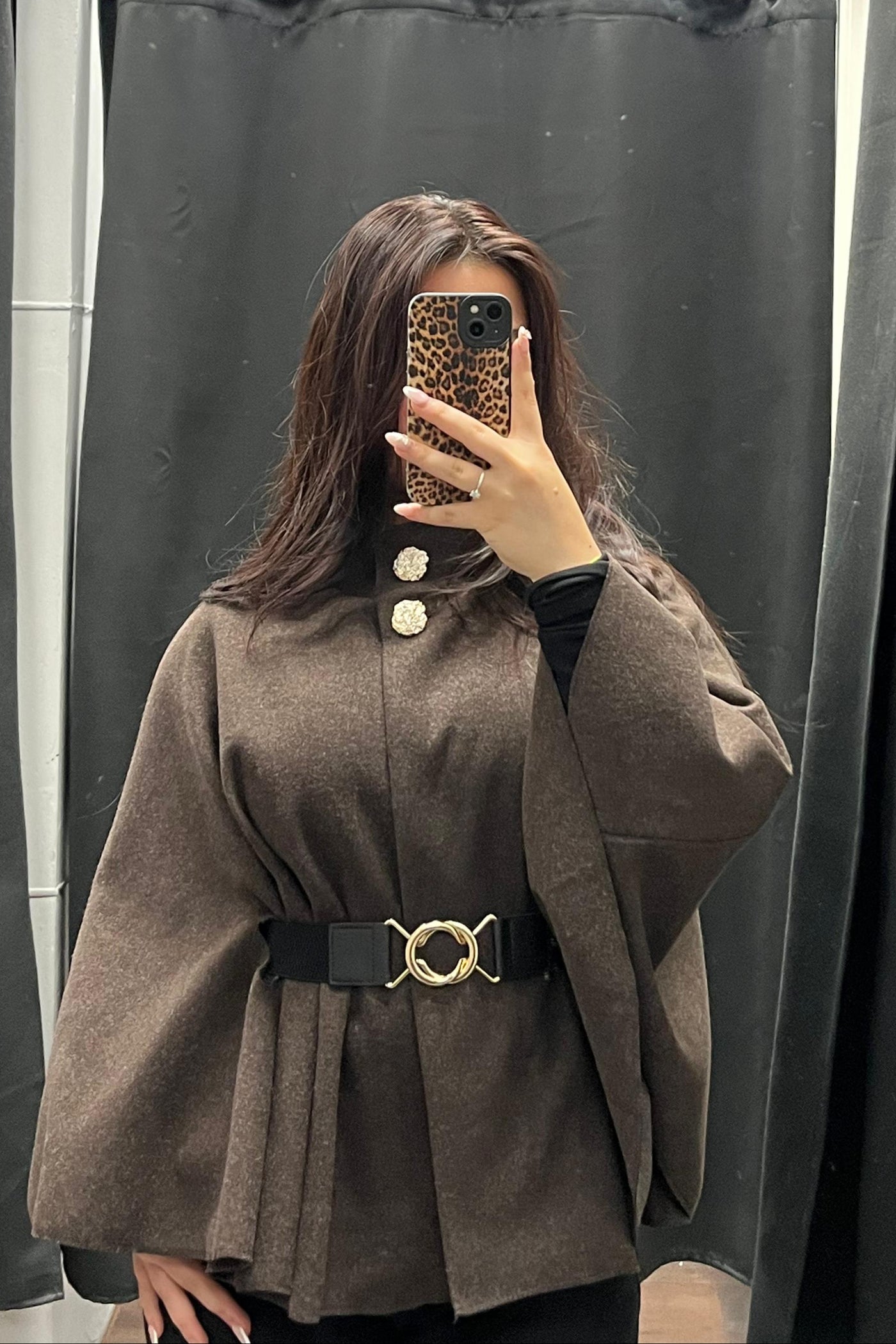 Poncho kurz mit Gürtel