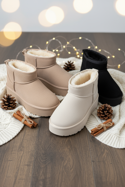 Gefütterte Plateau Boots in allen drei Farben - Winterstil
