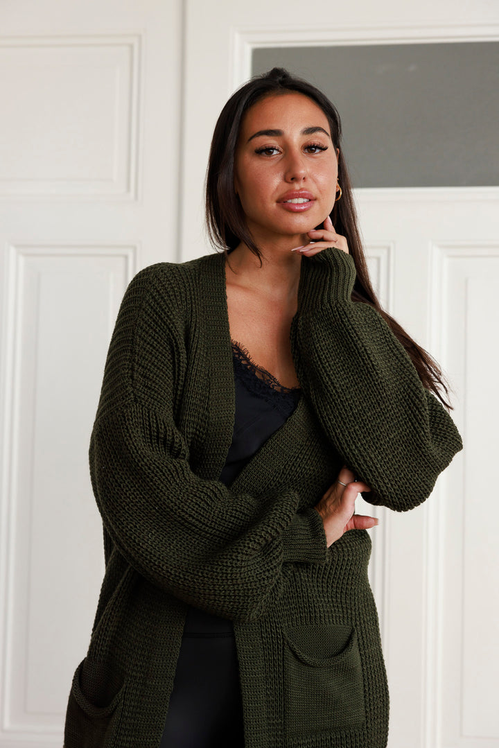 Maxi Strickjacke mit Ballonärmel - mystylemode.de