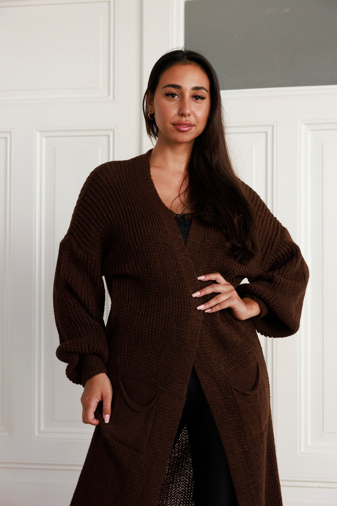 Maxi Strickjacke mit Ballonärmel - mystylemode.de
