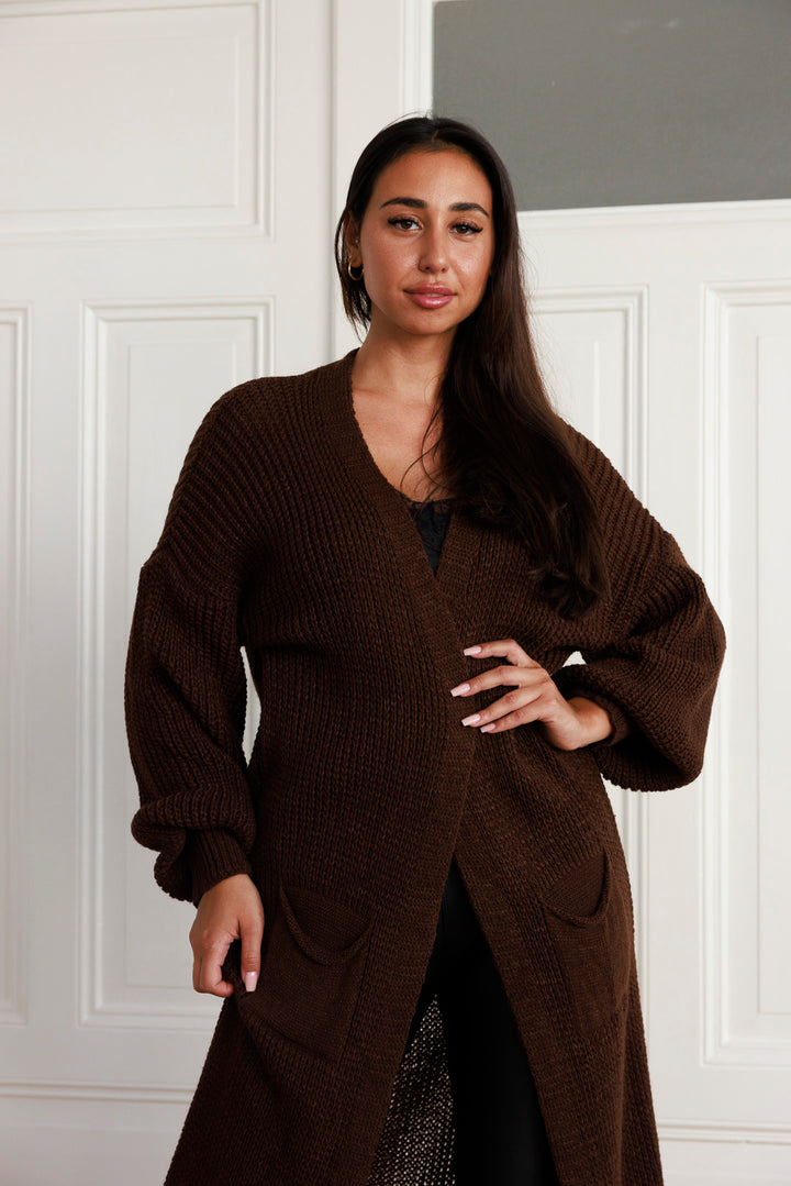 Maxi Strickjacke mit Ballonärmel - mystylemode.de