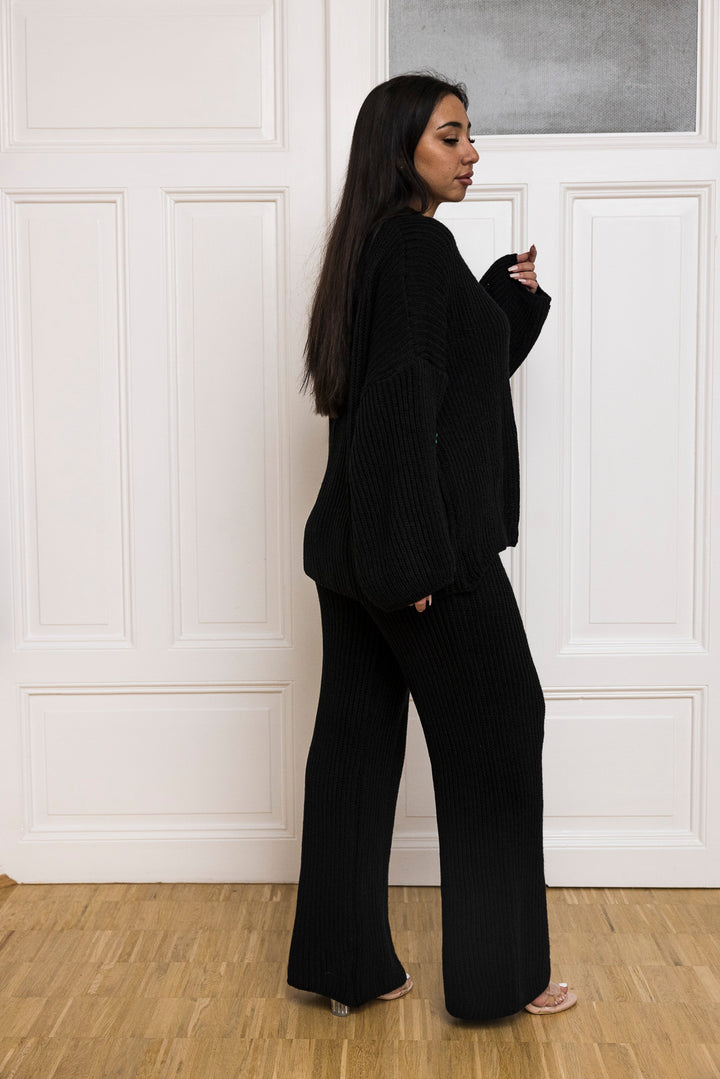 Strick Set - Oversize Strickjacke &amp; Schlaghose - mystylemode.de