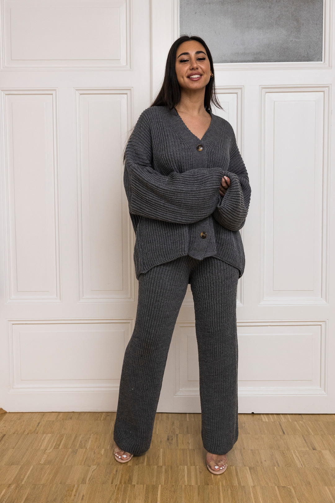 Strick Set - Oversize Strickjacke &amp; Schlaghose - mystylemode.de