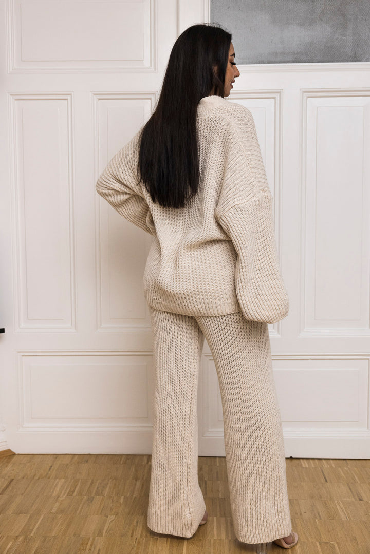 Strick Set - Oversize Strickjacke &amp; Schlaghose - mystylemode.de