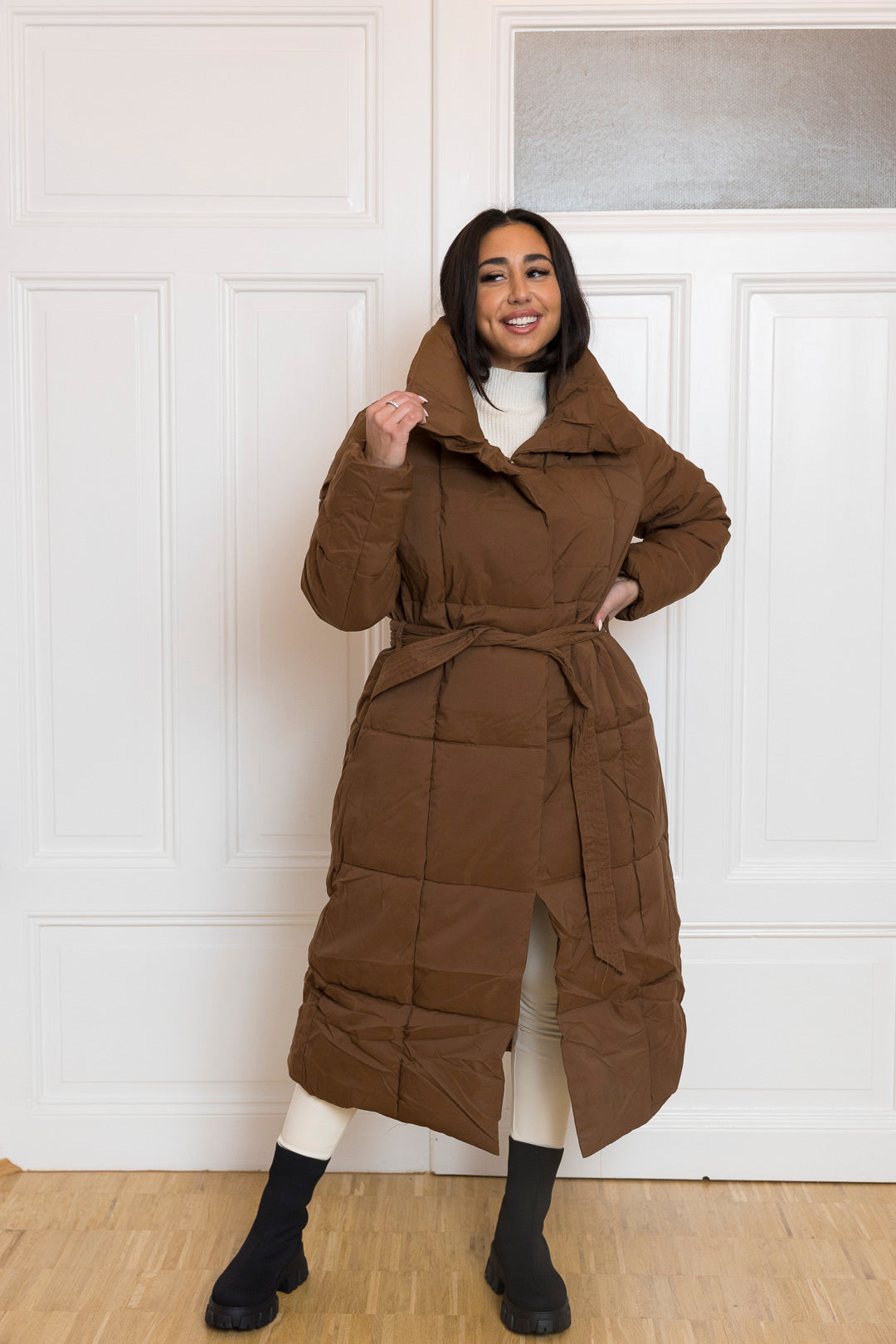 Langer gesteppter Mantel zum binden - mystylemode.de