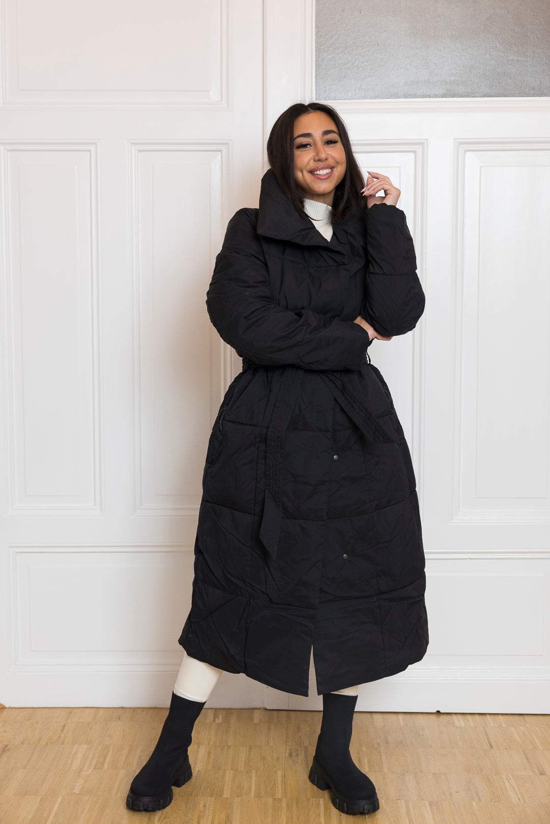 Langer gesteppter Mantel zum binden - mystylemode.de