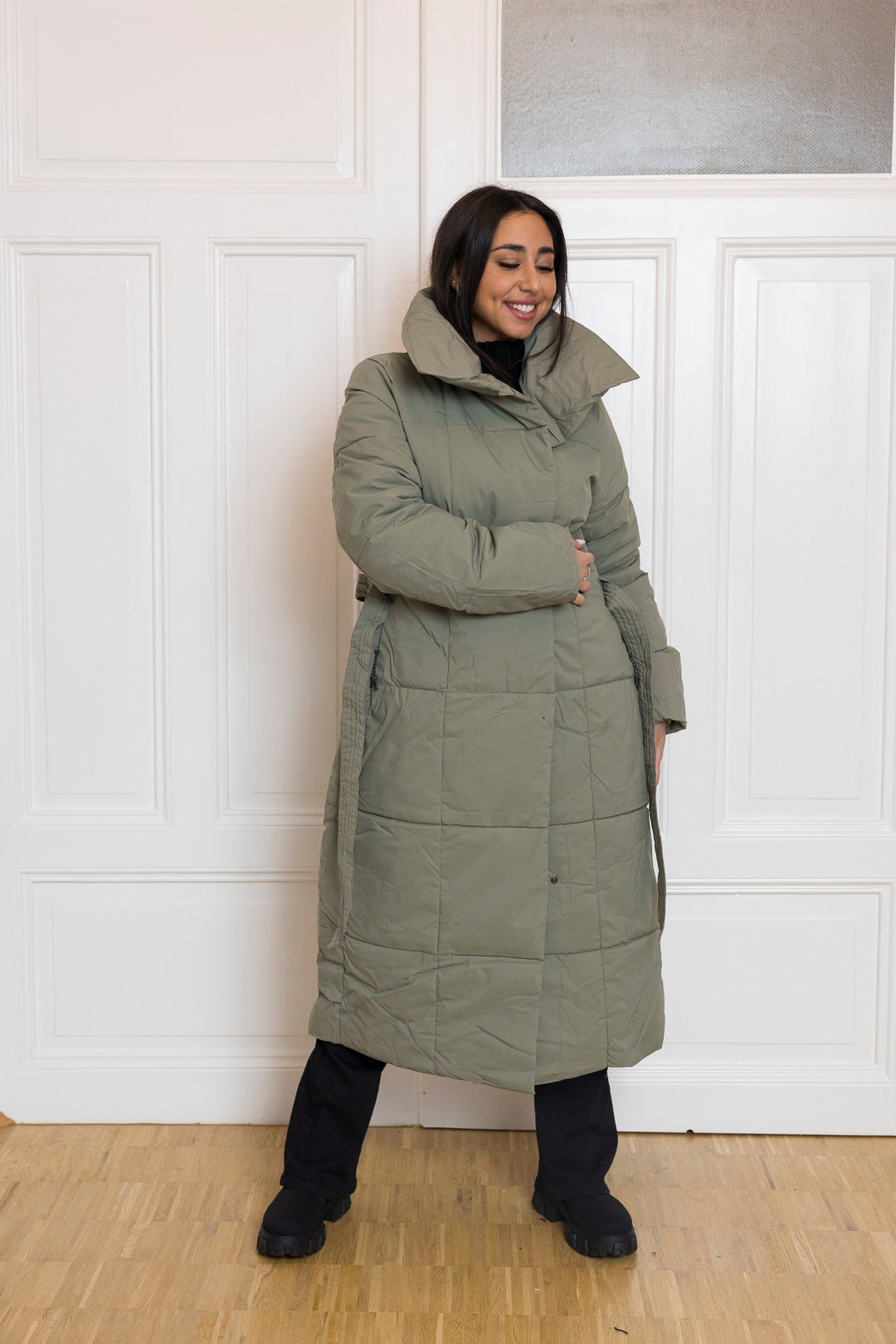 Langer gesteppter Mantel zum binden - mystylemode.de