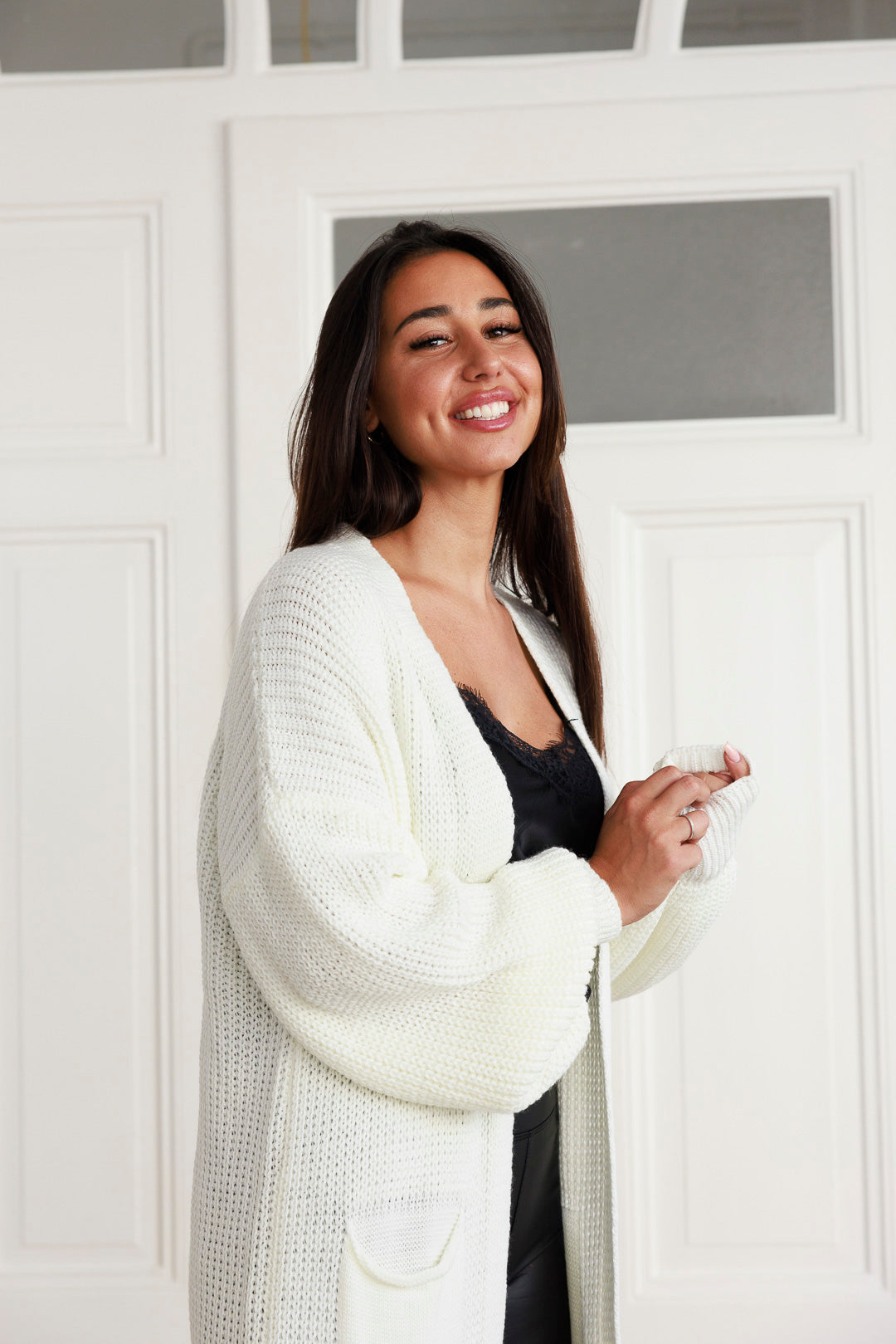 Maxi Strickjacke mit Ballonärmel - mystylemode.de