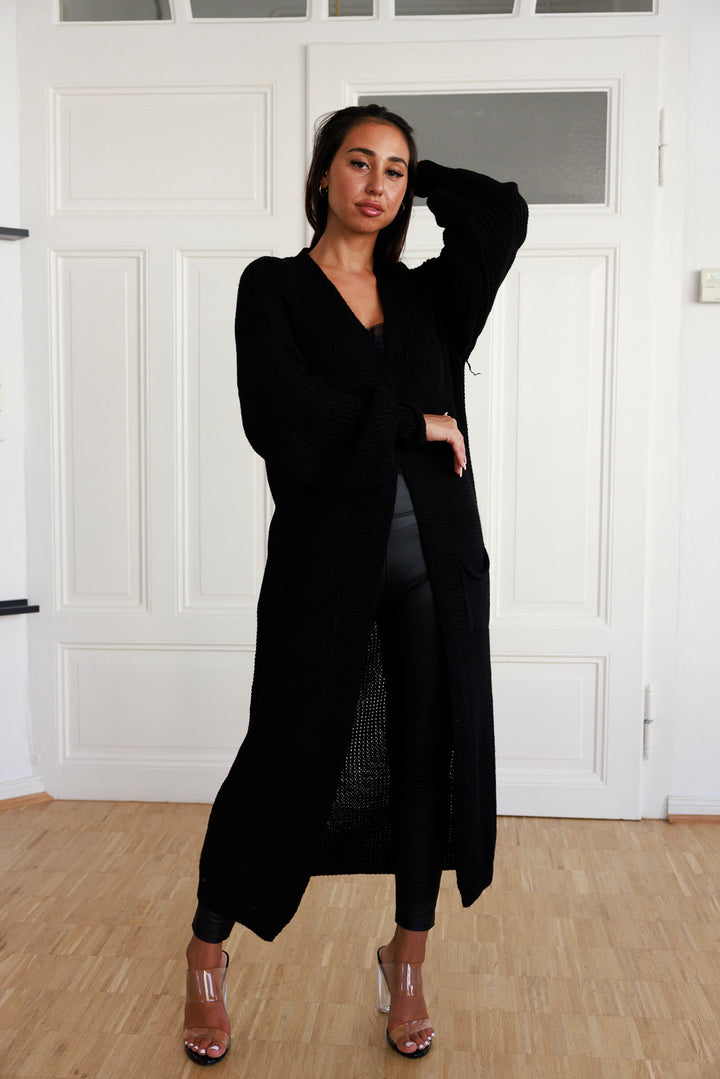 Maxi Strickjacke mit Ballonärmel - mystylemode.de