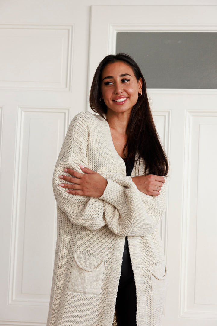 Maxi Strickjacke mit Ballonärmel - mystylemode.de