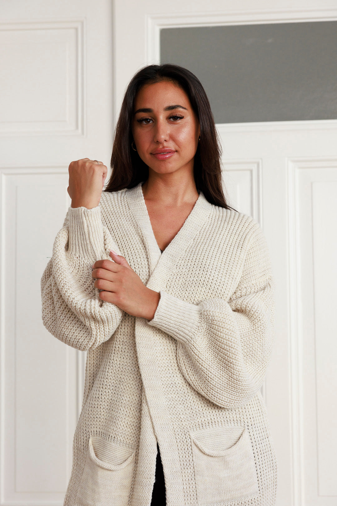 Maxi Strickjacke mit Ballonärmel - mystylemode.de