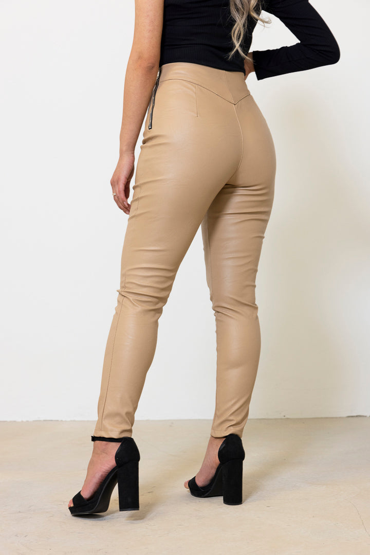 High Waist Leder Hose - mystylemode.de