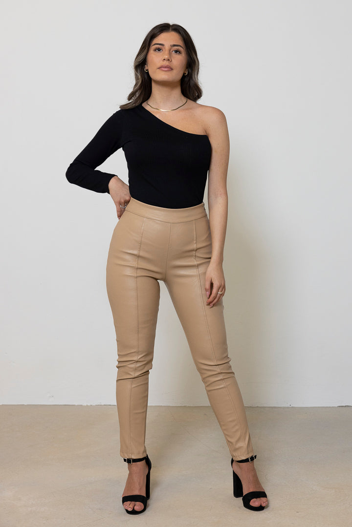 High Waist Leder Hose - mystylemode.de