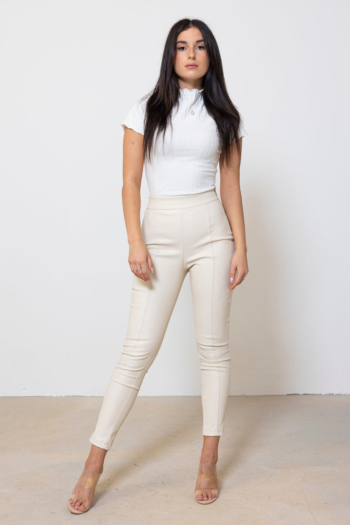 High Waist Leder Hose - mystylemode.de