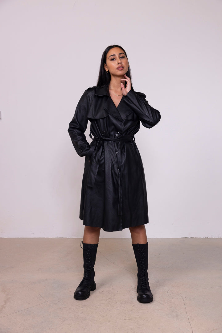 Kurzer Trenchcoat aus Kunstleder - mystylemode.de
