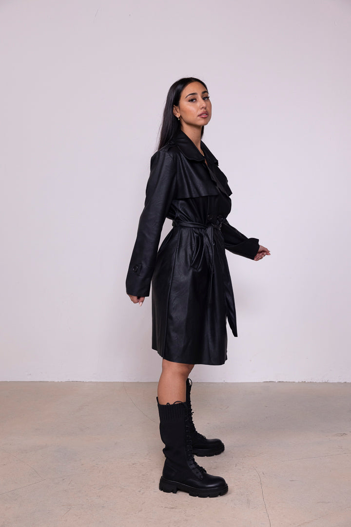 Kurzer Trenchcoat aus Kunstleder - mystylemode.de