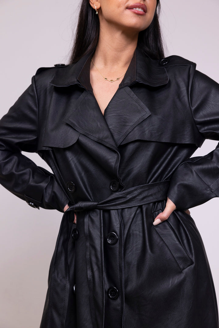 Kurzer Trenchcoat aus Kunstleder - mystylemode.de